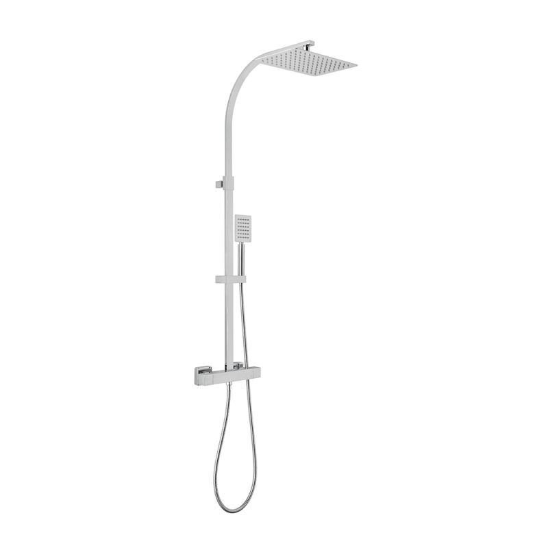 Adjustable Thermostatic Shower Column, 200x 300mm Shower Head and Single Function Handset