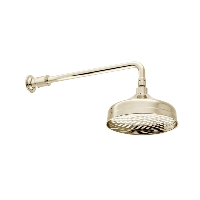 Booth & Co. Axbridge 200mm shower head and arm, finished in bright nickel.