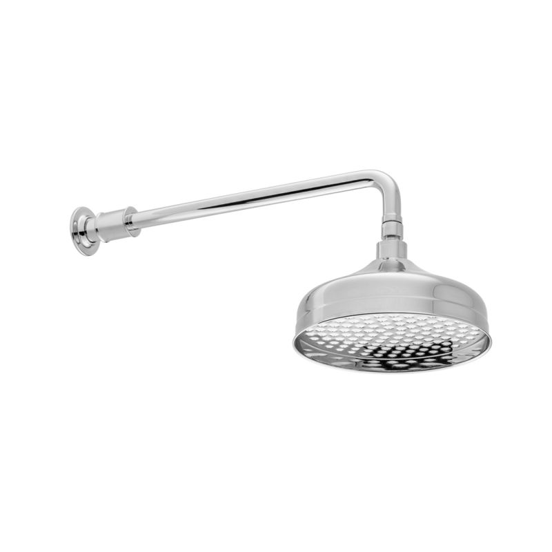 Booth & Co. Axbridge 200mm shower head and arm, finished in chrome.