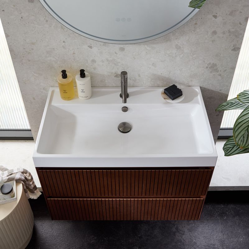 Groove Mineral Cast Inset Vanity Basin, 600mm