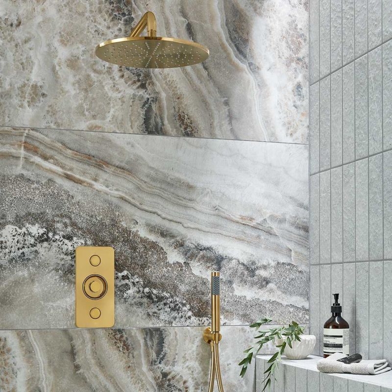 Zone Vertical Concealed Thermostatic Shower Valve, 2 Button 2 Outlet 
