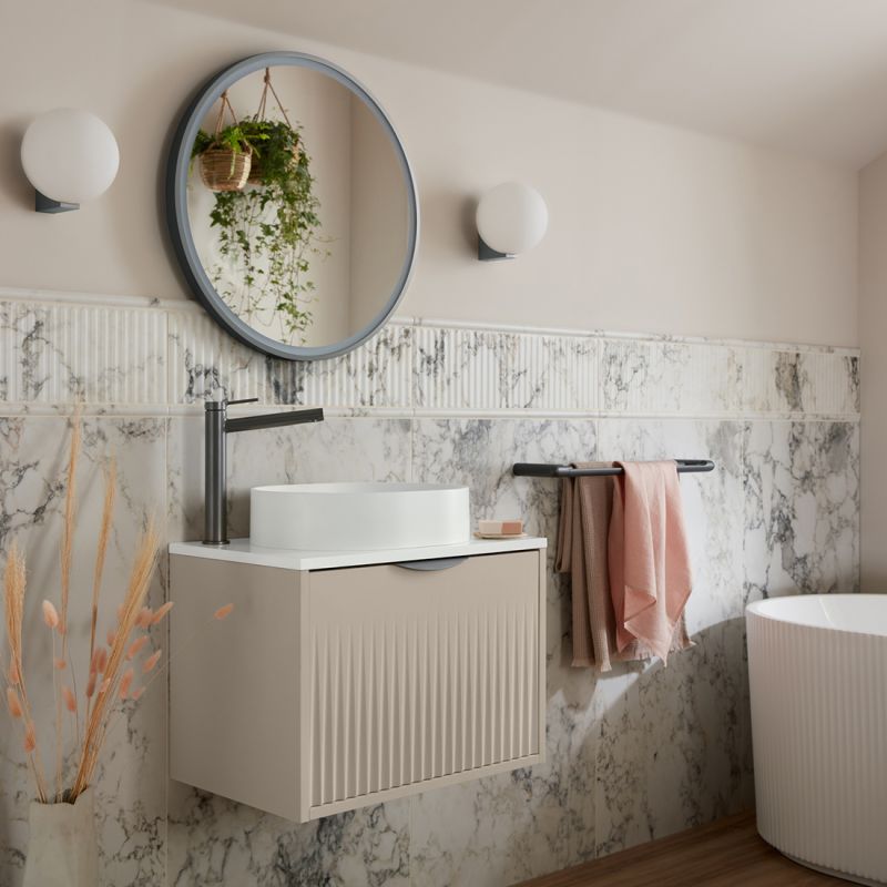 Safari Fluted Wall-Hung Vanity Unit, 600mm 