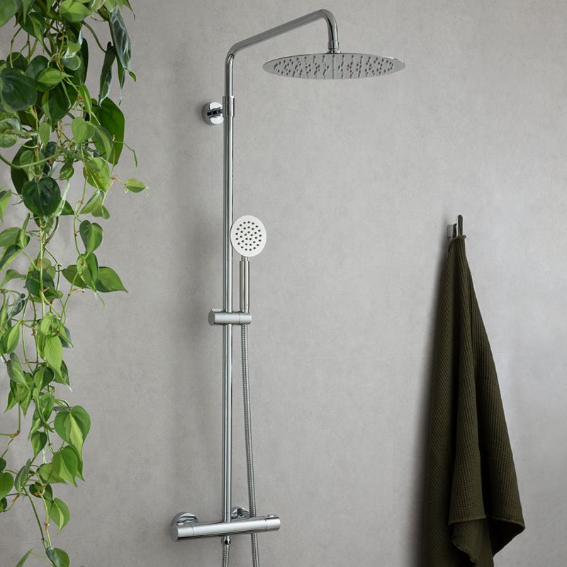 Adjustable Thermostatic Shower Column 300mm Shower Head and Single Function Handset