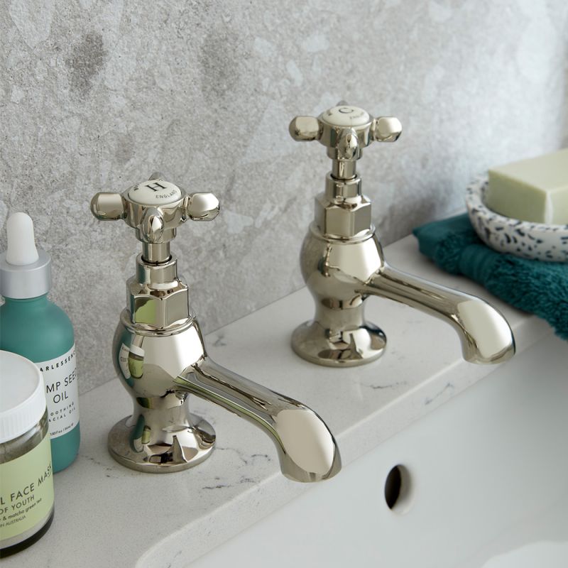 Axbridge Basin Pillar Taps, Cross Handles
