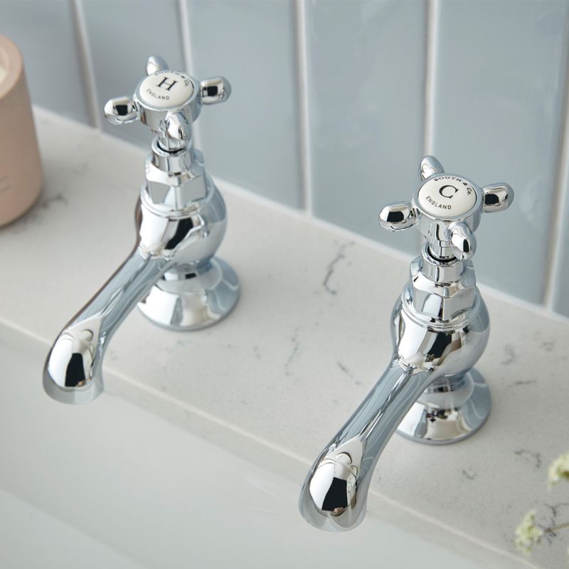 Axbridge Basin Pillar Taps, Cross Handles