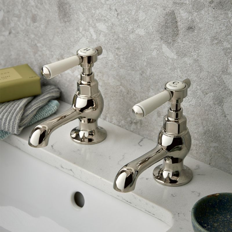 Axbridge Basin Pillar Taps, Lever Handles