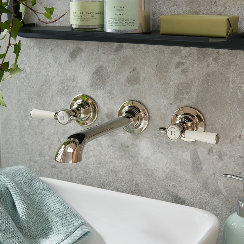 Axbridge Wall Mounted Basin Mixer Tap, Lever Handles