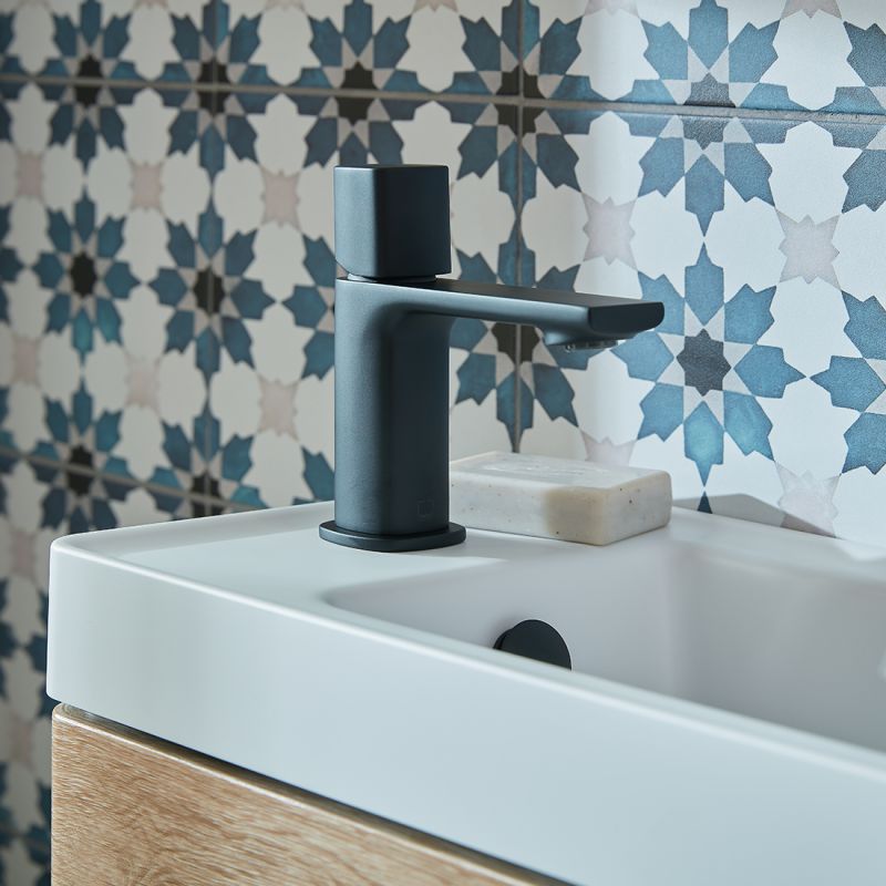 Leverless Mini Mono Basin Mixer Tap For Low Pressure Systems and Universal Waste