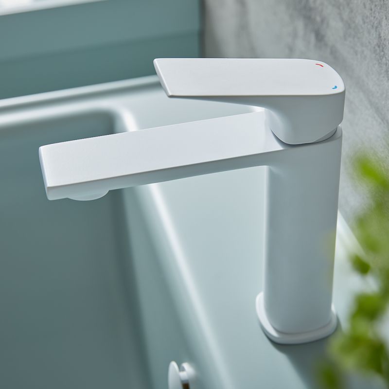 Lever Mono Basin Mixer for Low Pressure System and Universal Basin Waste in Matt White