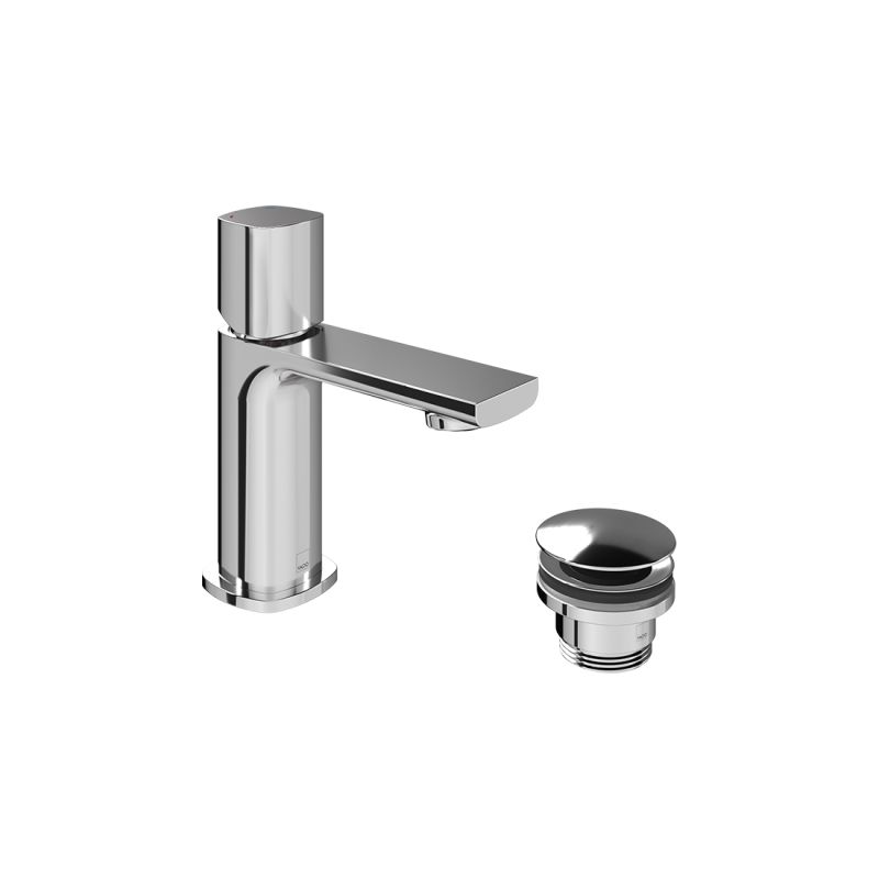 Leverless Mini Mono Basin Mixer Tap For Low Pressure Systems and Universal Waste