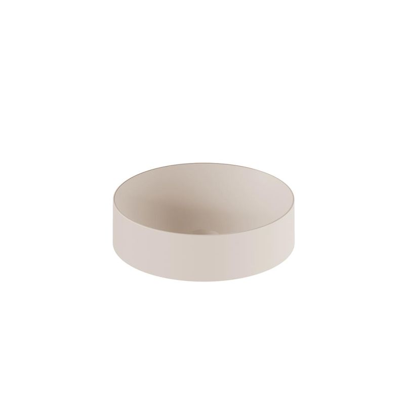 Cameo by VADO round mineral cast countertop basin, finished in stone grey.