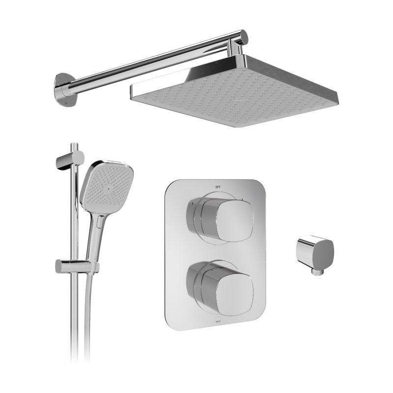 Cameo Concealed Thermostatic Showering Package with Multi Function Slide Rail Kit, 2 Outlet