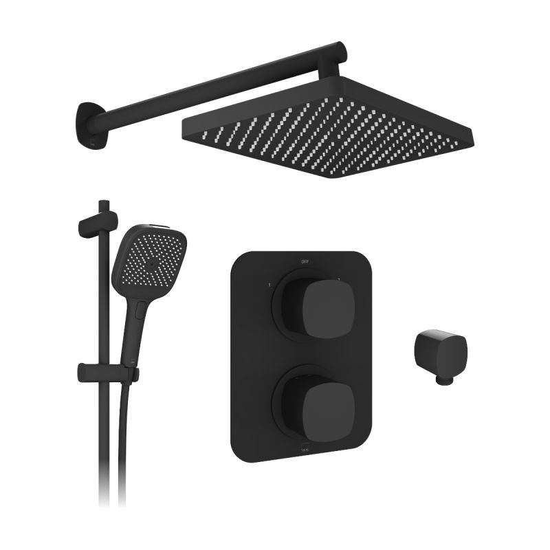 Cameo Concealed Thermostatic Showering Package with Multi Function Slide Rail Kit, 2 Outlet