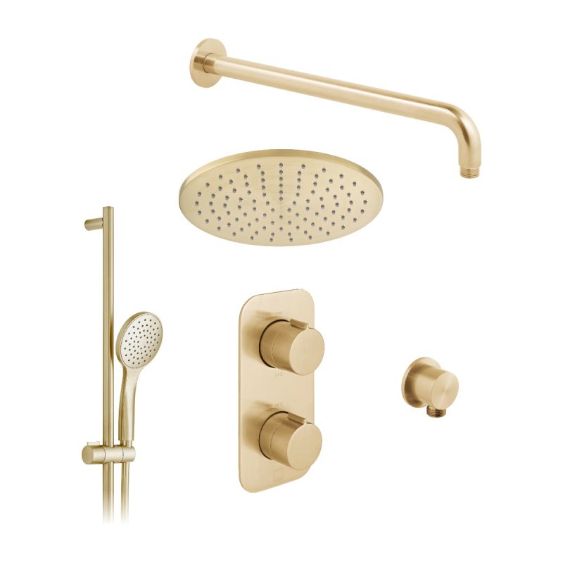 Tablet Altitude Concealed Thermostatic Showering Package with Single Function Slide Rail Kit, 2 Outlet