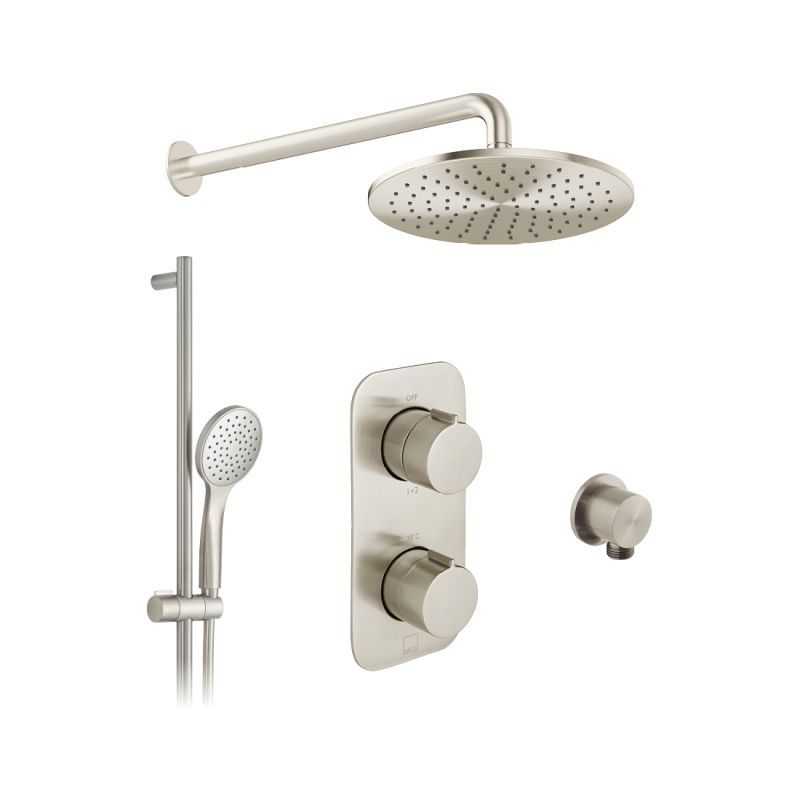 Tablet Altitude Concealed Thermostatic Showering Package with Single Function Slide Rail Kit, 2 Outlet