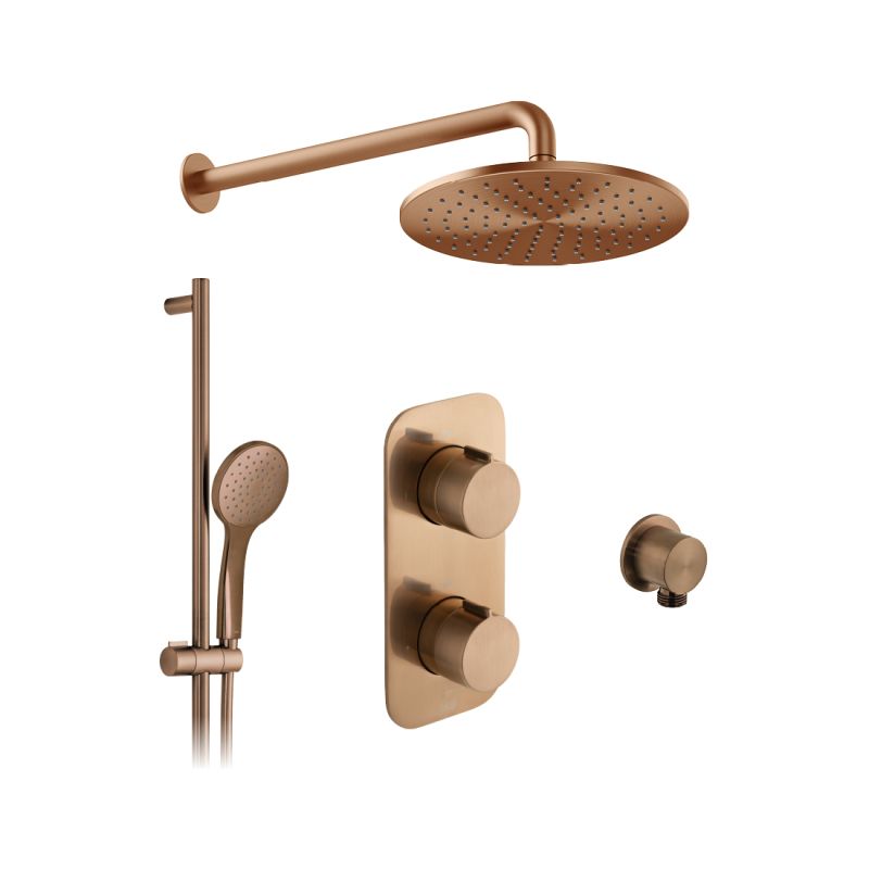 Tablet Altitude Concealed Thermostatic Showering Package with Single Function Slide Rail Kit, 2 Outlet