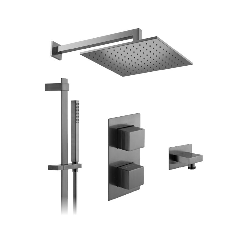 Tablet Notion Concealed Thermostatic Showering Package with Single Function Slide Rail Kit, 2 Outlet