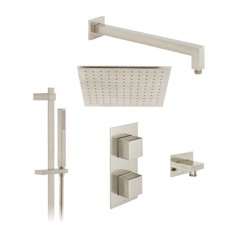 Tablet Notion Concealed Thermostatic Showering Package with Single Function Slide Rail Kit, 2 Outlet