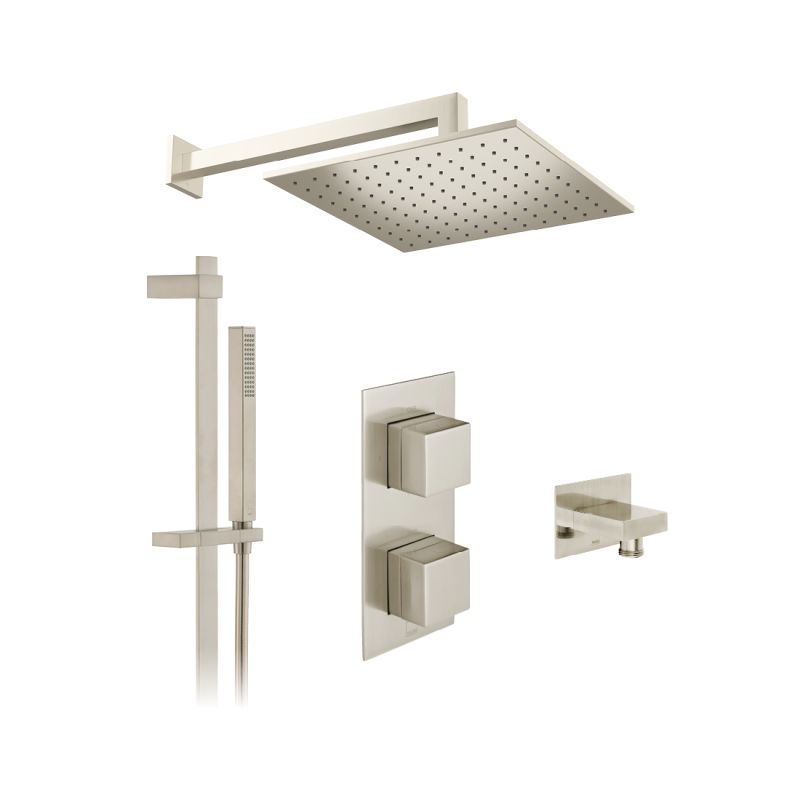 Tablet Notion Concealed Thermostatic Showering Package with Single Function Slide Rail Kit, 2 Outlet