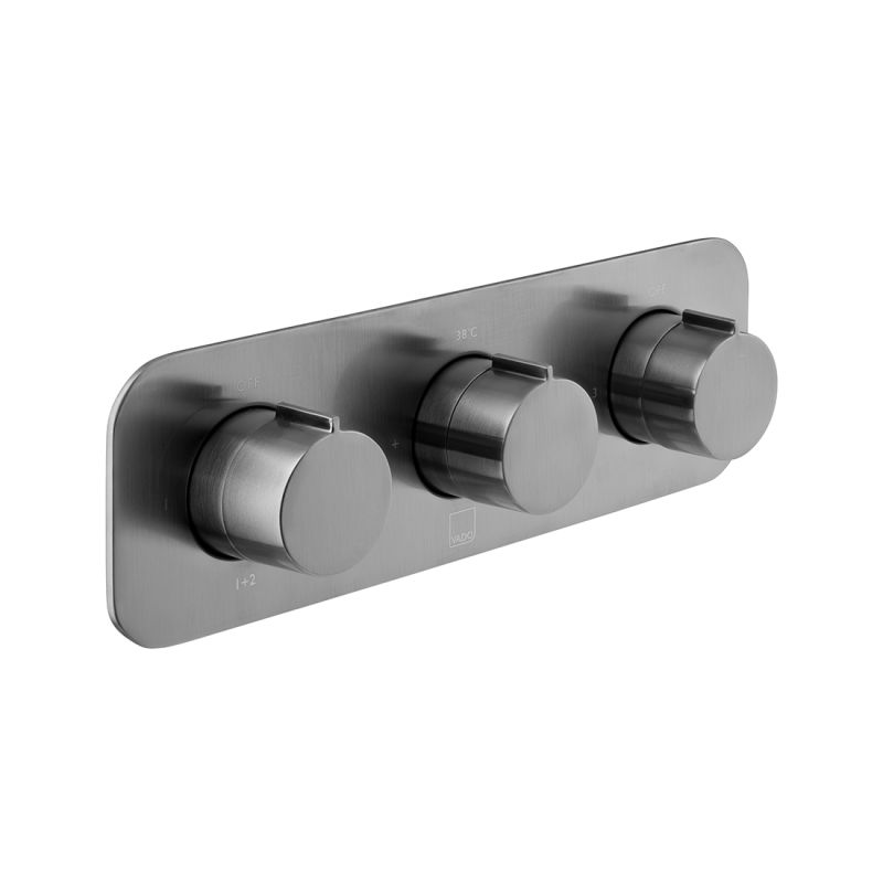 Tablet Altitude Horizontal Concealed Thermostatic Shower Valve with All-Flow Function, 3 Outlet 3 Handle
