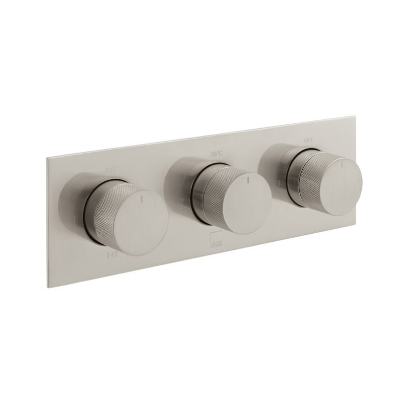 Tablet Knurled Horizontal Concealed Thermostatic Shower Valve with All-Flow Function, 3 Outlet 3 Handle