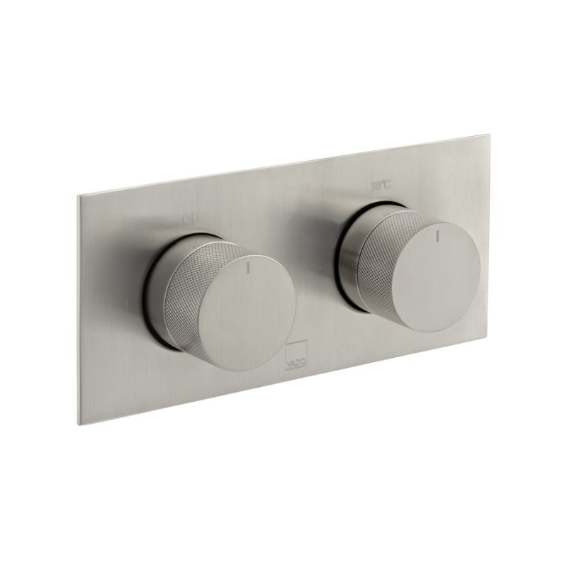 Tablet Knurled Horizontal Concealed Thermostatic Shower Valve with All-Flow Function, 2 Outlet 2 Handle