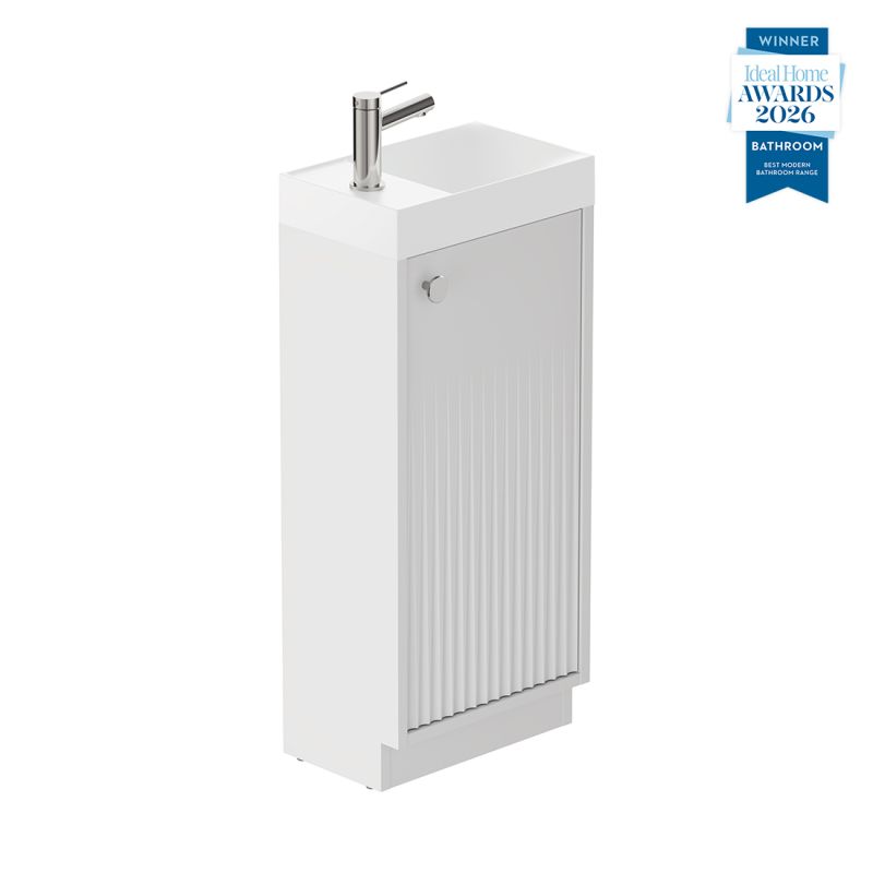 Safari Fluted Floor Mounted Cloakroom Unit, 400mm Left Pull