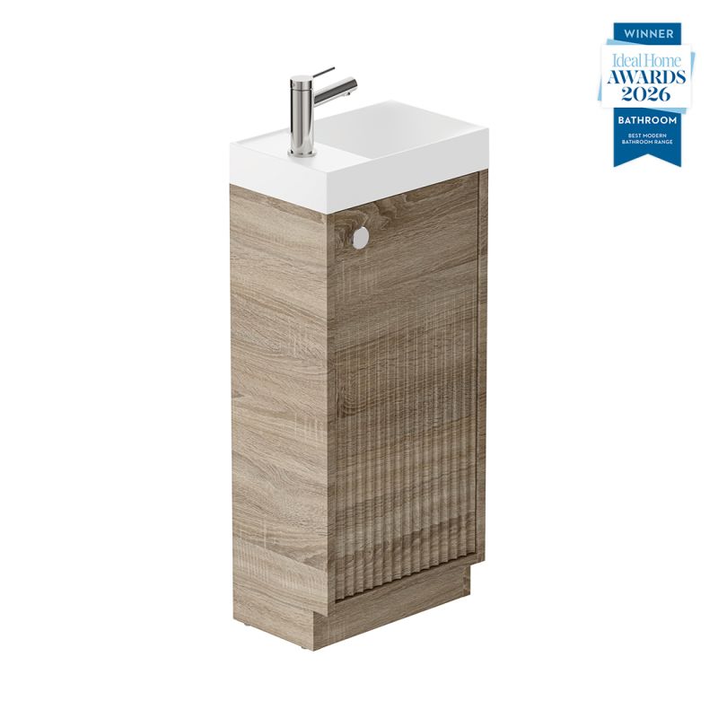 Safari Fluted Floor Mounted Cloakroom Unit, 400mm Left Pull 