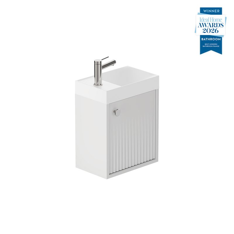 Safari Fluted Wall-Hung Cloakroom Unit, 400mm Left Pull