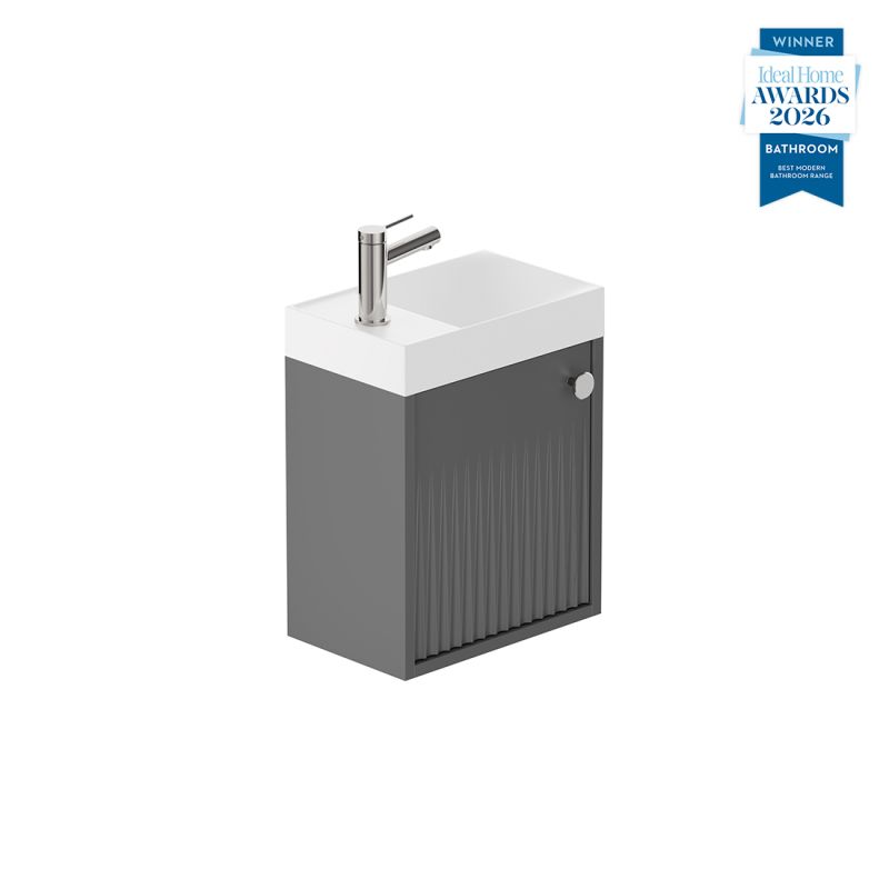 Safari Fluted Wall-Hung Cloakroom Unit, 400mm Right Pull