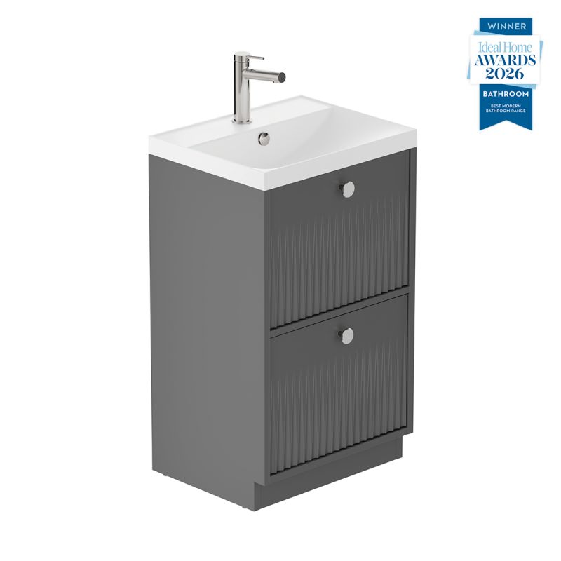 Safari Fluted Floor Mounted Vanity, 500mm