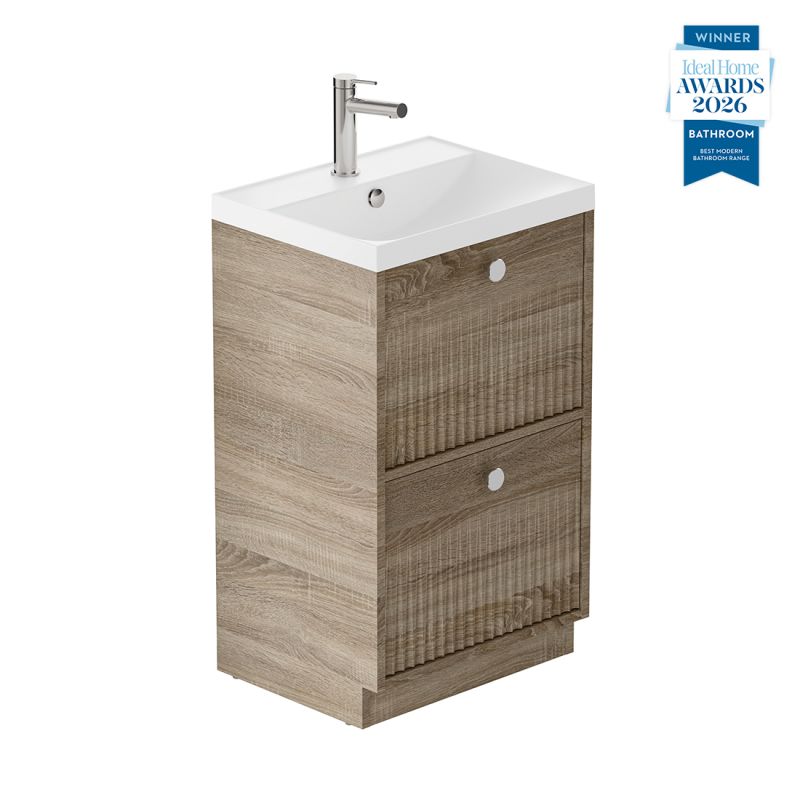 Safari Fluted Floor Mounted Vanity Unit, 500mm