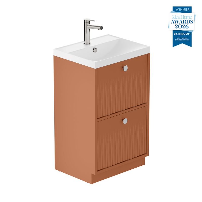 Safari Fluted Floor Mounted Vanity Unit, 500mm