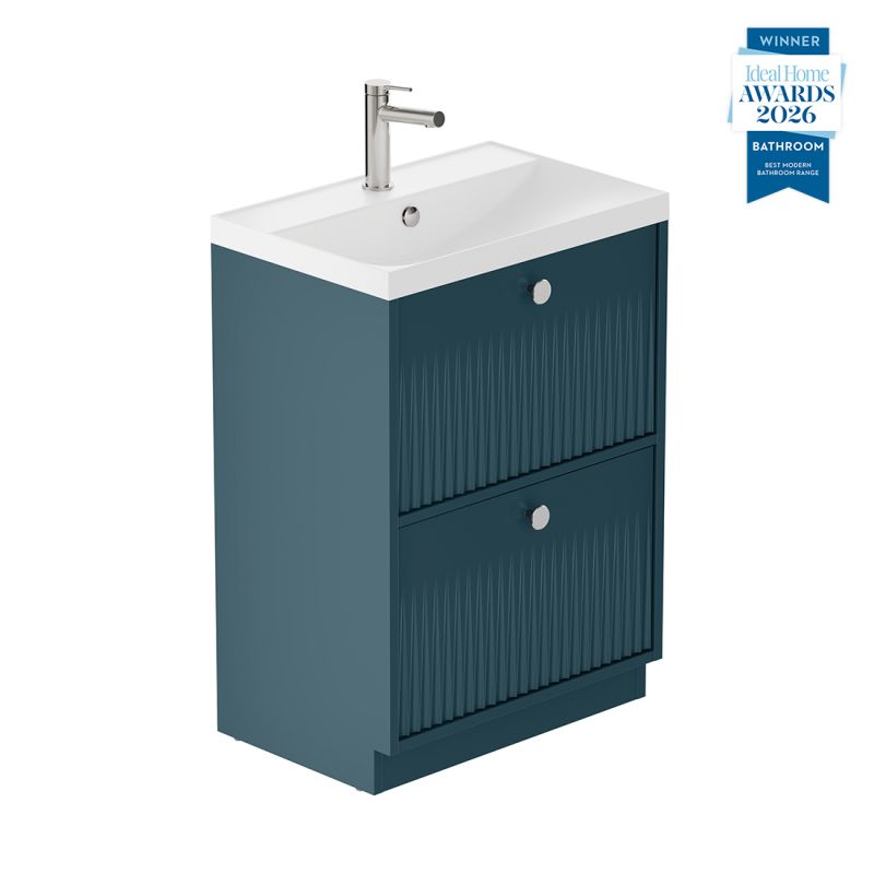 Safari Fluted Floor Mounted Vanity Unit, 600mm 