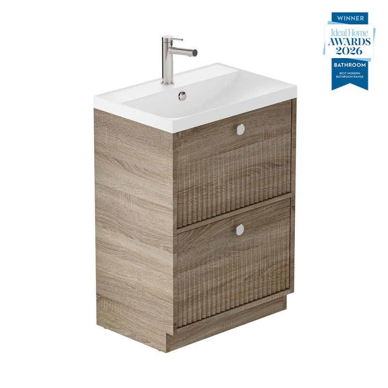 Safari Fluted Floor Mounted Vanity Unit, 600mm 