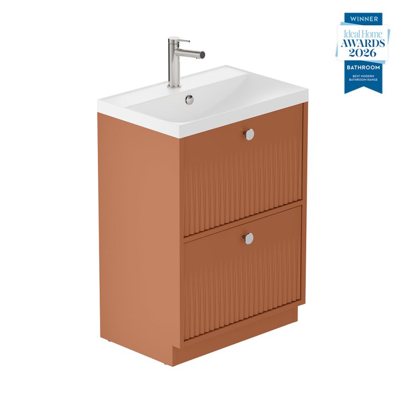 Safari Fluted Floor Mounted Vanity Unit, 600mm 