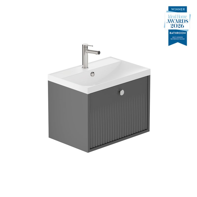Safari Fluted Wall-Hung Vanity Unit, 600mm 