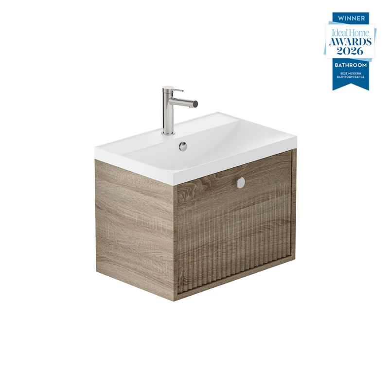 Safari Fluted Wall-Hung Vanity Unit, 600mm 