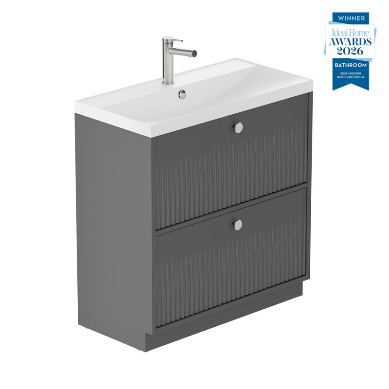 Safari Fluted Floor Mounted Vanity Unit, 800mm