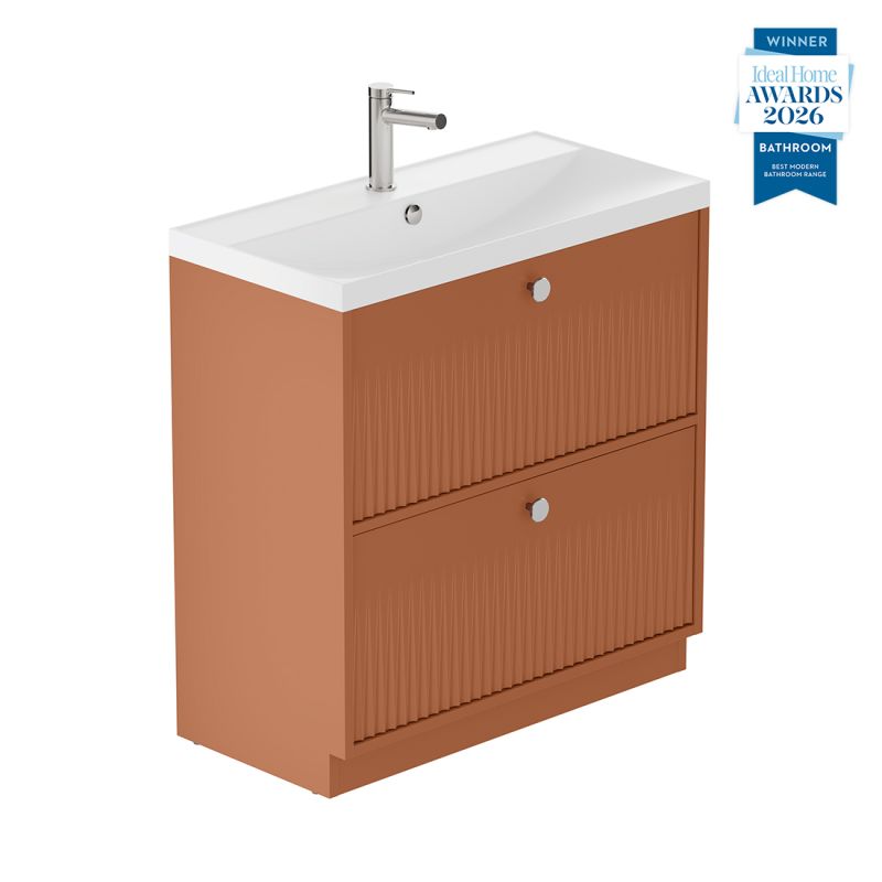 Safari Fluted Floor Mounted Vanity Unit, 800mm