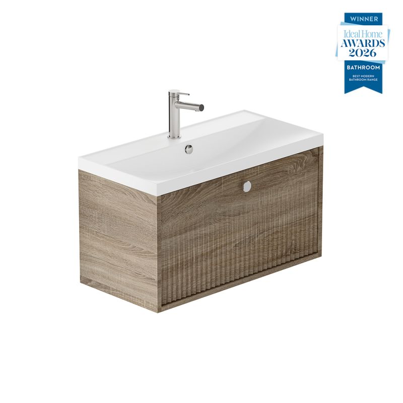 Safari Fluted Wall-Hung Vanity Unit, 800mm