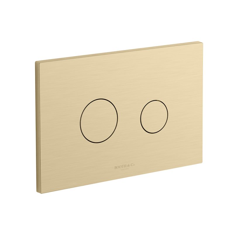 Axbridge traditional round button flush plate in brushed brass.