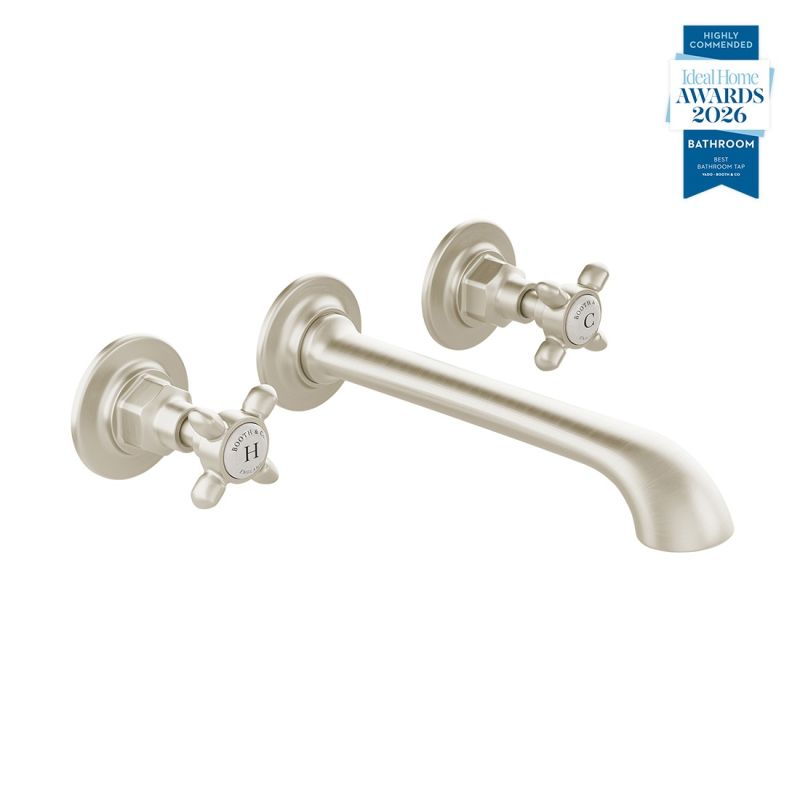 Axbridge Wall Mounted Basin Mixer Tap, Cross Handles