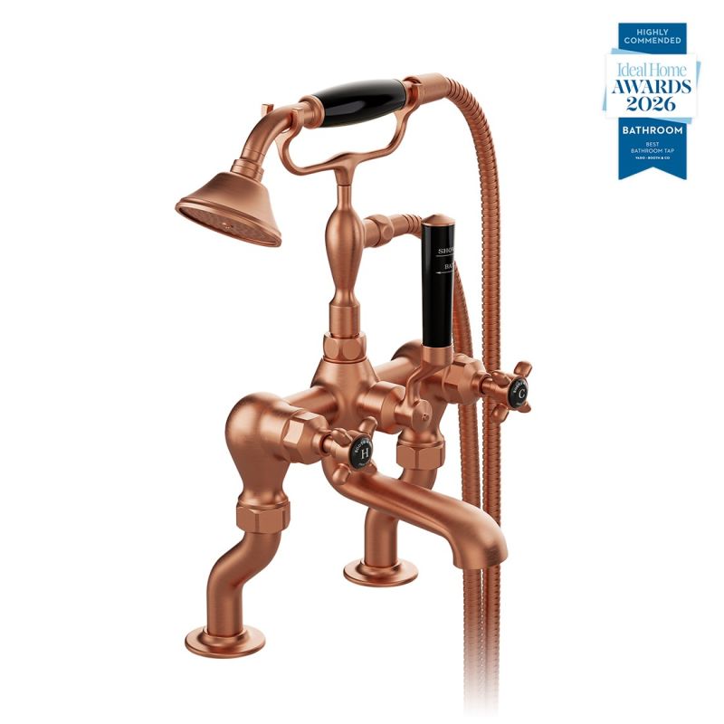 Axbridge Bath Mixer Tap with Shower Kit, Cross Handles
