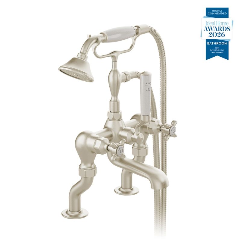 Axbridge Bath Mixer Tap with Shower Kit, Cross Handles