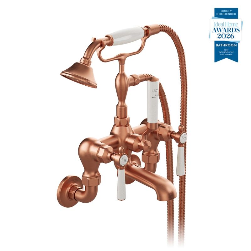 Axbridge Wall Mounted Bath Mixer Tap with Shower Kit, Lever Handles