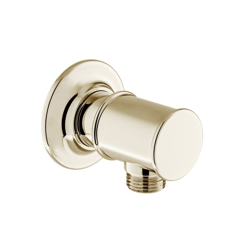 Booth & Co. Axbridge wall outlet, finished in bright nickel.