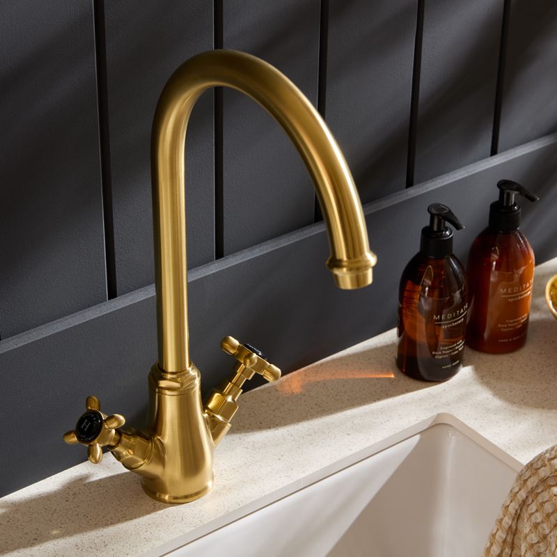 Axbridge Mono Kitchen Mixer, Cross Handles
