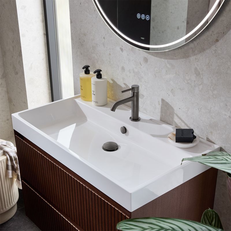 Groove Mineral Cast Inset Vanity Basin, 800mm