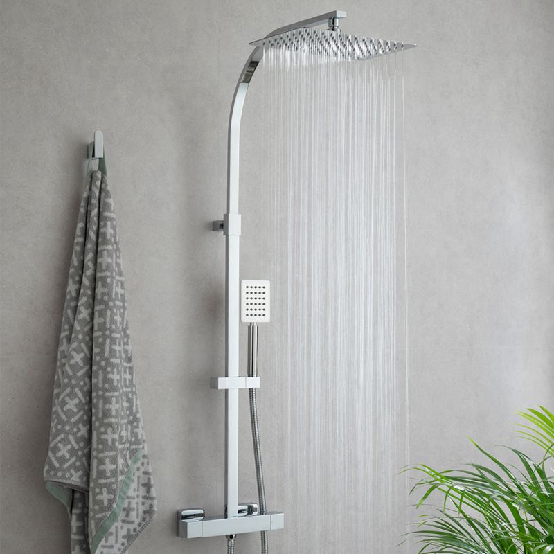 Adjustable Thermostatic Shower Column, 200x 300mm Shower Head and Single Function Handset